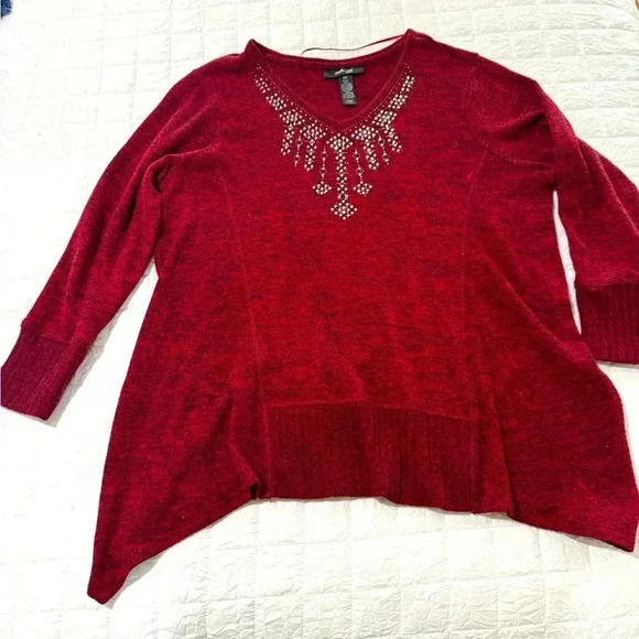 Style & Co Red/Black sweater  - Size 0X - Picture 1 of 5